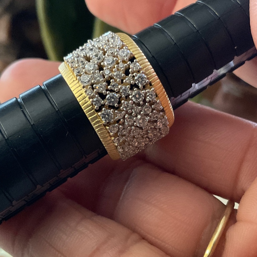 Dazzling Frieda ROTHMAN size 7 cocktail ring 925 14k rhodium finish
